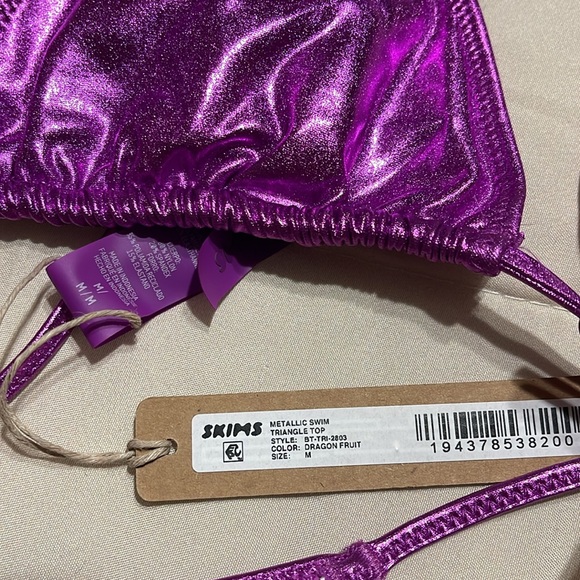 Skims Metallic Swim Skimpy Top and Bottom - Picture 3 of 4